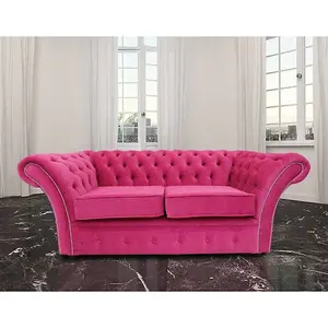 Chesterfield 2 Seater Danza Fuchsia Pink Fabric Sofa Settee In Balmoral Style