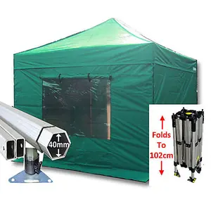 3m x 3m Compact 40 Instant Shelter Pop Up Gazebos Frame, Canopy & Sides - Green