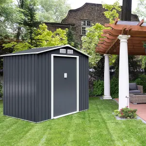 Costway 9 FT x 6 FT Outdoor Storage Shed Tool Storage House with Double Sliding Door