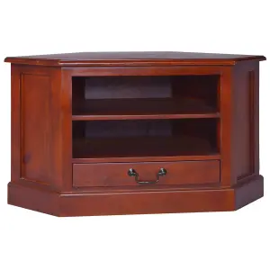 Berkfield Corner TV Cabinet Classical Brown Solid Mahogany Wood