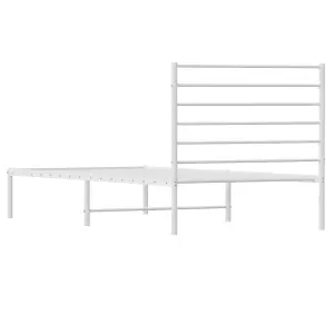 Berkfield Metal Bed Frame with Headboard White 90x190 cm 3FT Single