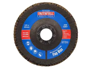 Faithfull  Aluminium Oxide Flap Disc 125 x 22mm 80 Grit FAIFD125A80