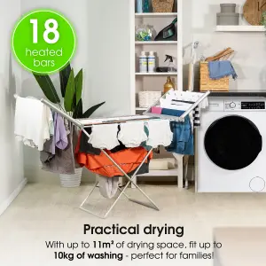 Abode Heated Electric Clothes Dryer Adjustable Clothes Airer with Foldable Wings & Protective Cover AECHD2001