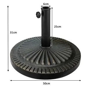 Costway Patio Resin Umbrella Base Stand Heavy Duty Round Umbrella Base 38mm-48mm