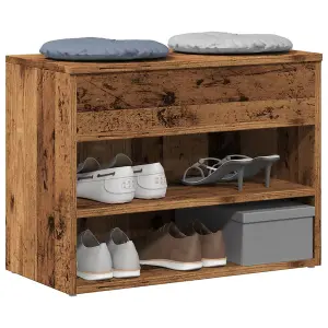 Berkfield Shoe Bench Old Wood 60x30x45 cm Engineered Wood