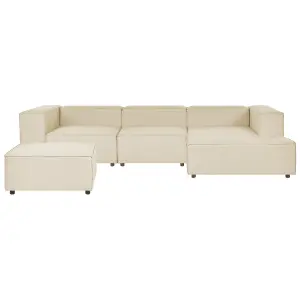 Corner Sofa with Ottoman APRICA Beige Fabric Left Hand