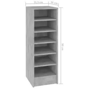 Berkfield Shoe Cabinet Concrete Grey 31.5x35x90 cm Engineered Wood