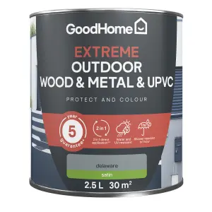 GoodHome Extreme Outdoor Delaware Satinwood Multi-surface paint, 2.5L