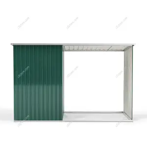 8 x 3 ft Garden Metal Furniture Storage Tool Shed with Pent Roof Lockable Door,Green