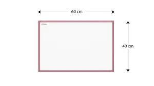 ALLboards Whiteboard dry erase magnetic surface, pink wooden frame 60x40 cm