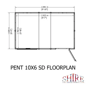 10x6 Shiplap Pent with a single door and one opening window