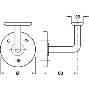 EAI Handrail Bracket Zinc Pack 4 Banister Brackets for Stair Banister Handrail 63mm