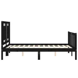 Berkfield Bed Frame with Headboard Black 120x200 cm Solid Wood