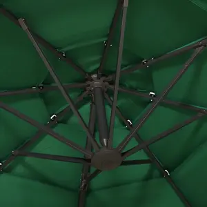 Berkfield 4-Tier Parasol with Aluminium Pole Green 3x3 m