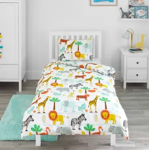 Bloomsbury Mill - Safari Adventure Toddler Cot Bed Duvet Cover and Pillowcase Set - Cot Bed - 150 x 120cm