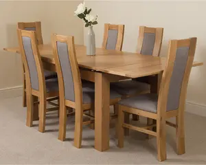 Richmond 140cm - 220cm Oak Extending Dining Table and 6 Chairs Dining Set with Stanford Chairs