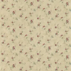 Galerie Pretty Prints Beige/Burgundy Lauras Floral Trail Wallpaper Roll