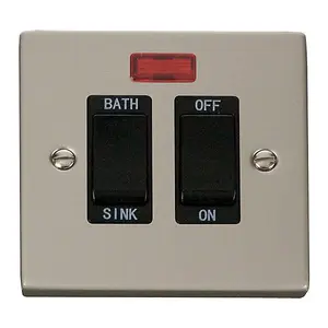 Pearl Nickel 20A DP Sink/bath Switch - Black Trim - SE Home