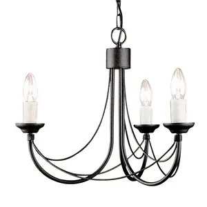 Elstead Carisbrooke Chandelier 3 Light Black Finish, E14