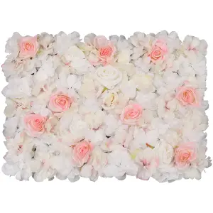 Artificial Flower Wall Backdrop Panel, 60cm x 40cm, Sophie Blush Roses