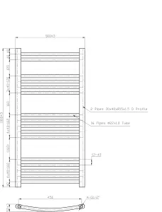 Right Radiators 1000x500 mm Bathroom Curved Heated Towel Rail Radiator Warmer Ladder Chrome