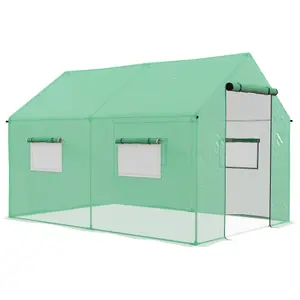 Outsunny Tunnel Greenhouse W/ UV-resistant PE Cover, Wide Door, 2 x 3(m), Green