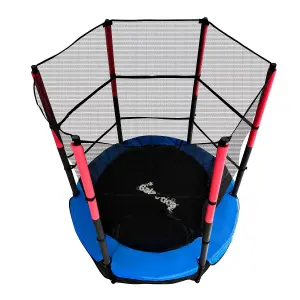 Galactica Mini Trampoline 4.5FT 55inch with Safety Net Enclosure Indoor Outdoor Children Activity Junior Trampoline Blue