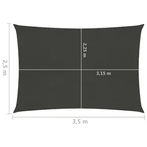 Berkfield Sunshade Sail 160 g/m2 Anthracite 2.5x3.5 m HDPE