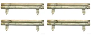 Wooden Garden Fixed Horizontal Panels Log Roll Border Lawn Edging 140mm high Pack of 4