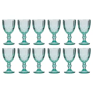 Set of 12 Vintage Luxury Turquoise Drinking Wine Glass Wine Goblets 350ml