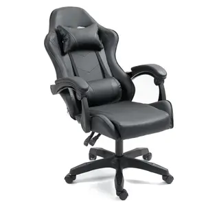 Gaming Chair Black Recliner with Adjustable Height Lumbar Support Padded Cushion Racing Bucket Seat