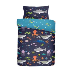 Sea Life Kids Fun Glow In The Dark Adventure Duvet Cover Set