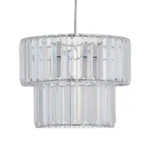 First Choice Lighting Clint Clear Acrylic Crystal Two Tier Easy Fit Pendant Shade