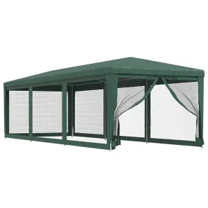 Berkfield Party Tent with 8 Mesh Sidewalls Green 3x9 m HDPE