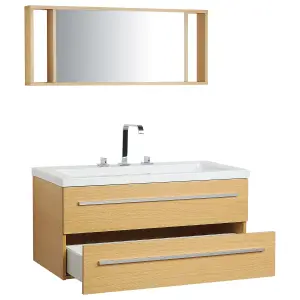 Floating Bathroom Vanity Set Light Wood ALMERIA