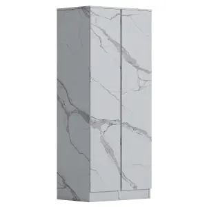 ZITA - 2 Door Plain Wardrobe in Matt White Marble Effect