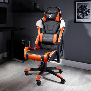 X Rocker Adjustable Ergonomic Faux Leather Swiveling PC & Racing Game Chair Orange