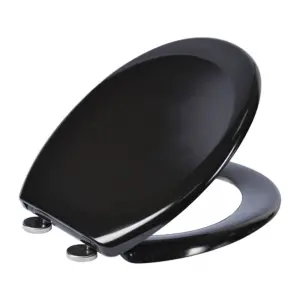  THE YORK - TOP FIX SOFT CLOSE BLACK STANDARD OVAL TOILET SEAT 