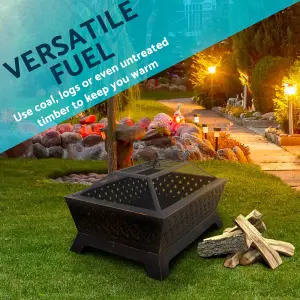 35" Rectangular Outdoor Fire Pit, Antique Bronze Effect - DG44