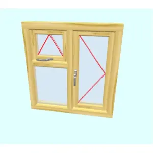 895mm (W) x 1095mm (H) Wooden Stormproof Window - 1 Opening Window (LEFT) - Top Opening Window (RIGHT) - Toughened Safety Glass