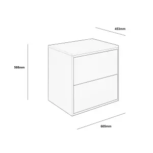 Grasmere Matt White Wall-mounted 2 Drawer Bathroom Cabinet (H) 588mm (W) 605mm