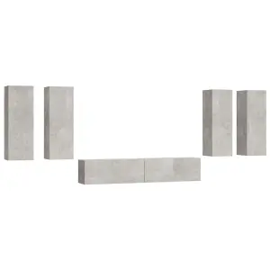 Berkfield 6 Piece TV Cabinet Set Concrete Grey Engineered Wood