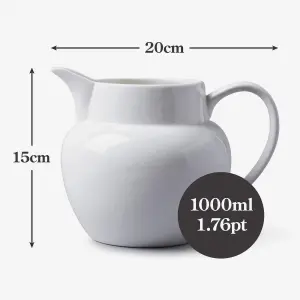 WM Bartleet & Sons Porcelain Round Bellied Milk Jug, 1000ml