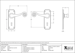 From The Anvil Black Monkeytail Lever Lock Set