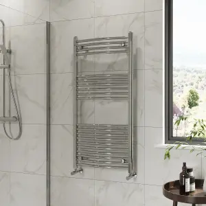 Right Radiators 1200x600 mm Curved Heated Towel Rail Radiator Bathroom Ladder Warmer Chrome