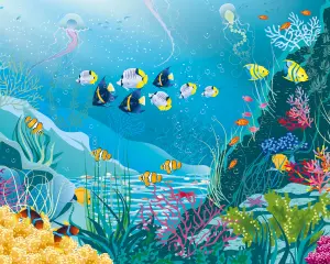 Origin Murals Under the Sea Adventure Aqua Blue Matt Smooth Paste the Wall Mural 300cm wide x 240cm high