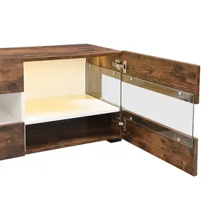 Kirsten Wooden TV Stand In Rustic Oak With LED Lighting