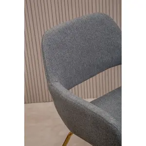 Interiors by Premier Grey Dining Chair, High Quality Kitchen Chair, Back & Arm Support Fabric Chair, Easy to Clean Armchair