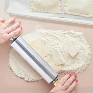 New 19 Inch Rolling Pin Stainless Steel Non Stick Roller Cooking Food Baking Hand Tool