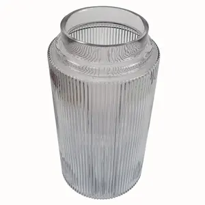 31cm Clear Ridged Glass Vase Large